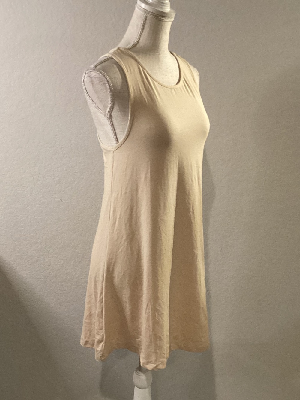 Sleeveless Swing Tank Dress in Light Cream